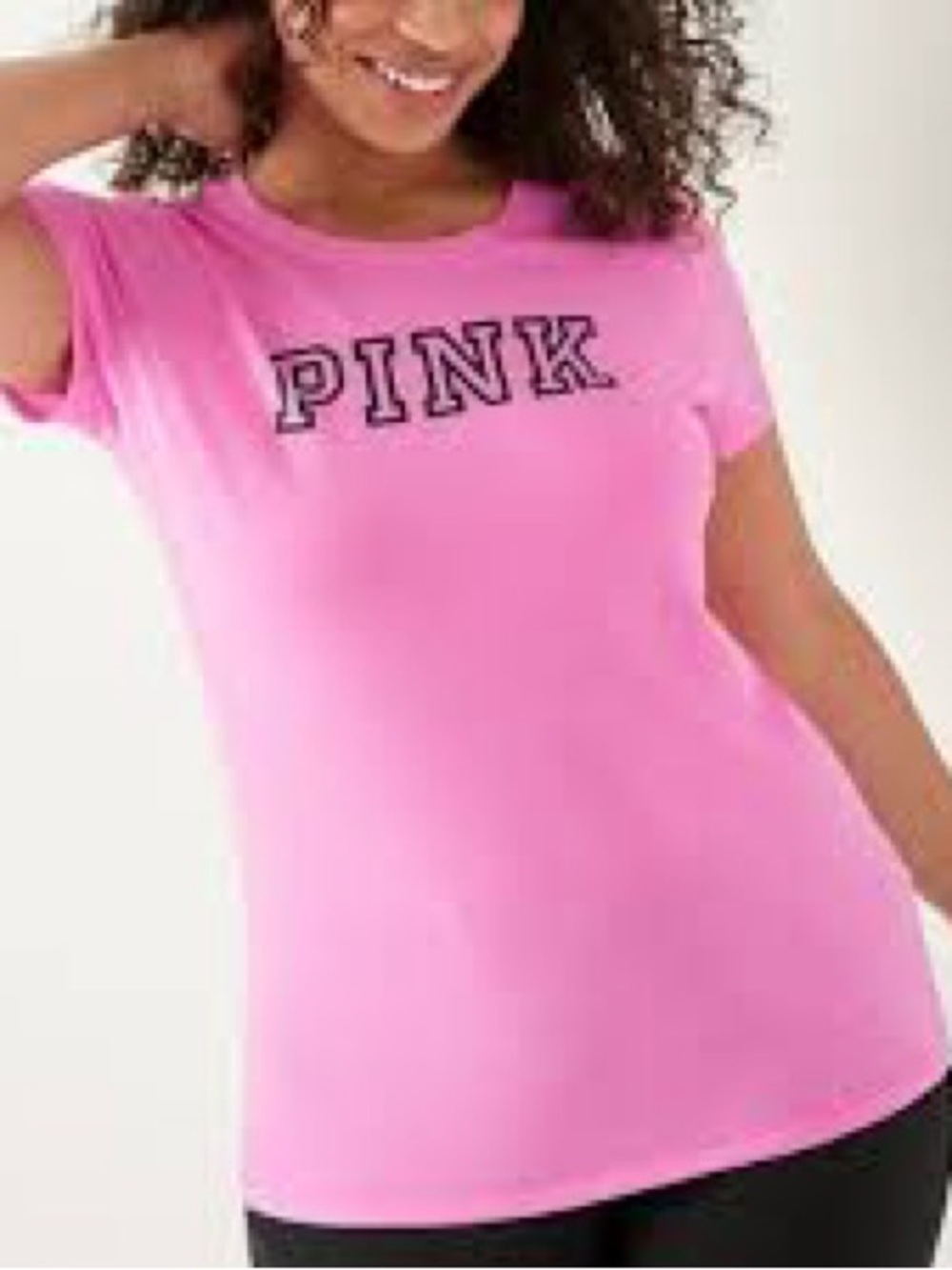 PINK Victoria's Secret Bright Pink Logo Crewneck Tee